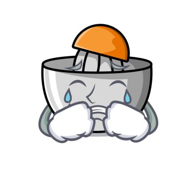 Meyve sıkacağı maskot karikatür tarzı ağlıyor