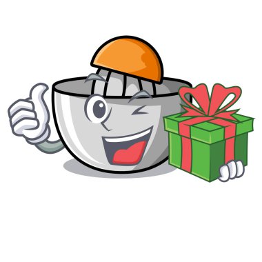 Hediye meyve sıkacağı maskot karikatür tarzı ile