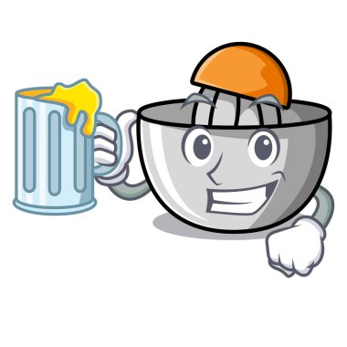 Meyve suyu sıkacağı maskot karikatür tarzı ile