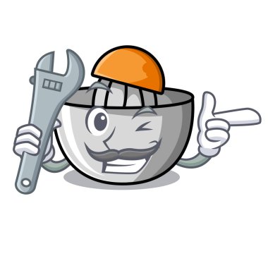 Mekanik meyve sıkacağı maskot karikatür tarzı