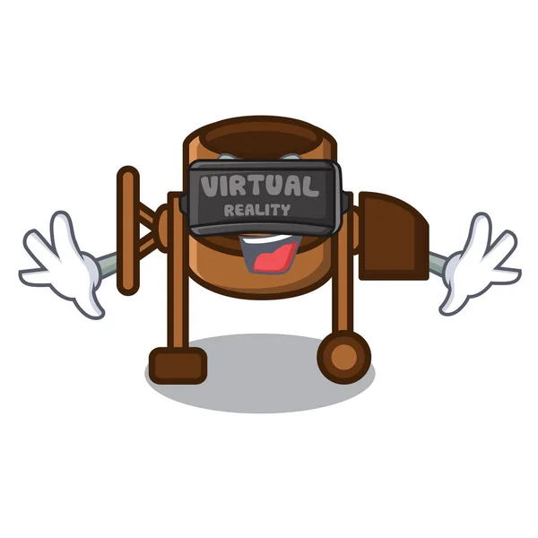 Realidade Virtual Betoneira Mascote Desenho Animado Vetor Ilustração — Vetor de Stock