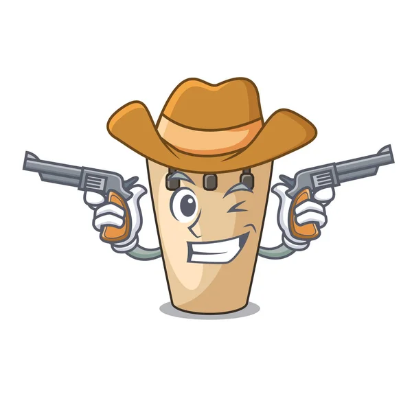 Cowboy Conga Personaggio Cartone Animato Stile Vettoriale Illustrazione — Vettoriale Stock