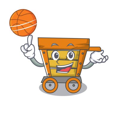 Basketbol ahşap arabası karakter karikatür ile