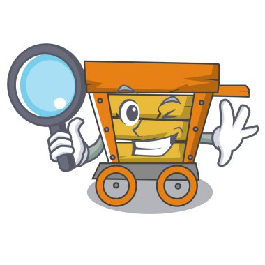 Dedektif ahşap arabası karakter karikatür