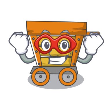 Süper kahraman ahşap arabası karakter karikatür