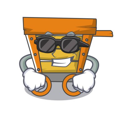 Süper cool ahşap arabası karakter karikatür