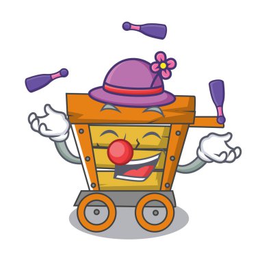 Ahşap arabası maskot karikatür hokkabazlık