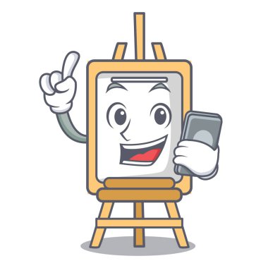 Telefon şövale karakter karikatür tarzı vektör çizim ile