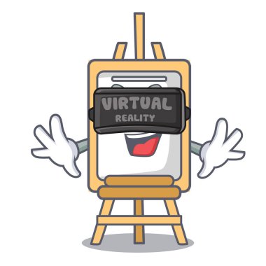 Sanal gerçeklik şövale maskot karikatür tarzı vektör çizim