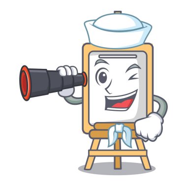 Denizci dürbün şövale maskot karikatür tarzı vektör çizim ile