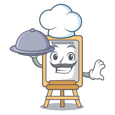 Şef gıda şövale maskot karikatür tarzı vektör çizim ile