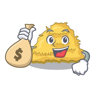 Para çantası saman balya karakter karikatür vektör çizim ile