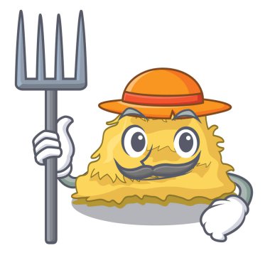 Çiftçi saman balya karakter karikatür vektör çizim