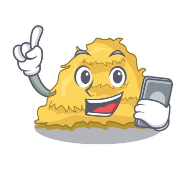 Telefon saman balya karakter karikatür vektör çizim ile