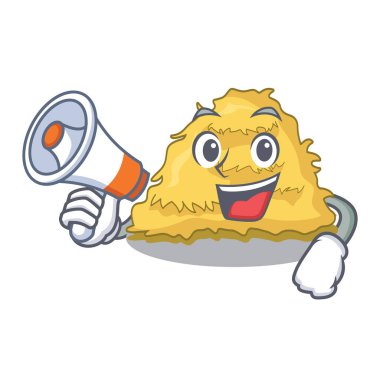 Megafon saman balya karakter karikatür vektör çizim ile