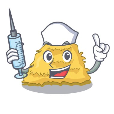 Hemşire saman balya karakter karikatür vektör çizim