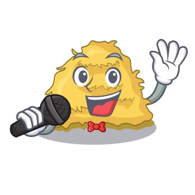 Şarkı saman balya maskot karikatür vektör çizim