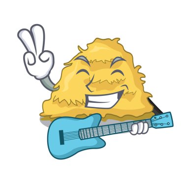 Gitar saman balya maskot karikatür vektör çizim ile