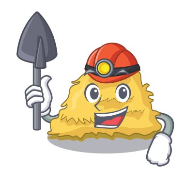 Madenci saman balya maskot karikatür vektör çizim