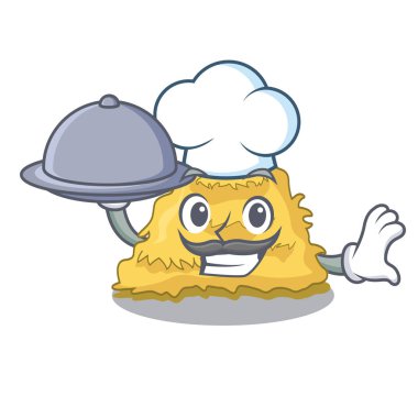 Şef gıda saman balya maskot karikatür vektör çizim ile