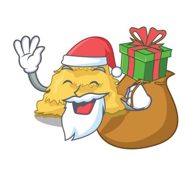 Noel Baba hediye saman balya maskot karikatür vektör çizim ile