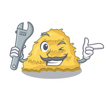 Mekanik saman balya maskot karikatür vektör çizim