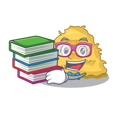 Öğrenci kitap saman balya maskot karikatür vektör çizim ile