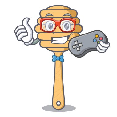 Oyun tatlım kaşık maskot karikatür vektör çizim