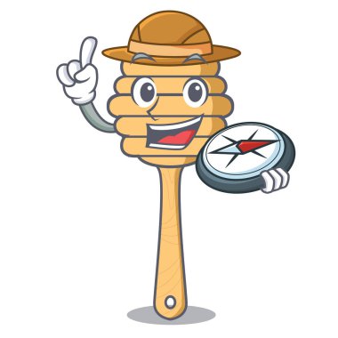 Explorer tatlım kaşık maskot karikatür vektör çizim