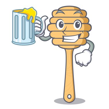 Suyu bal kaşığı maskot karikatür vektör çizim ile