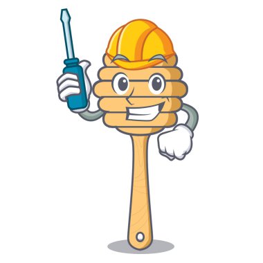 Otomotiv tatlım kaşık maskot karikatür vektör çizim