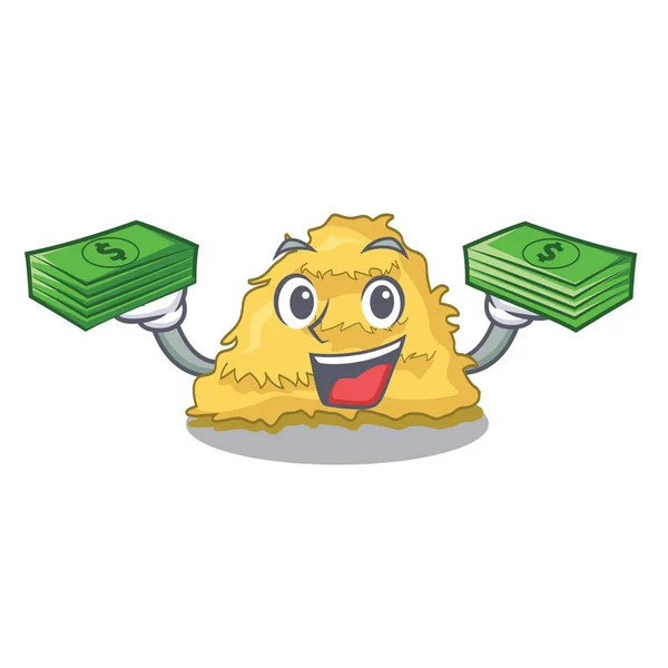 Money Hay Bale Mascot Cartoon Vector Illustration — Stock Vector