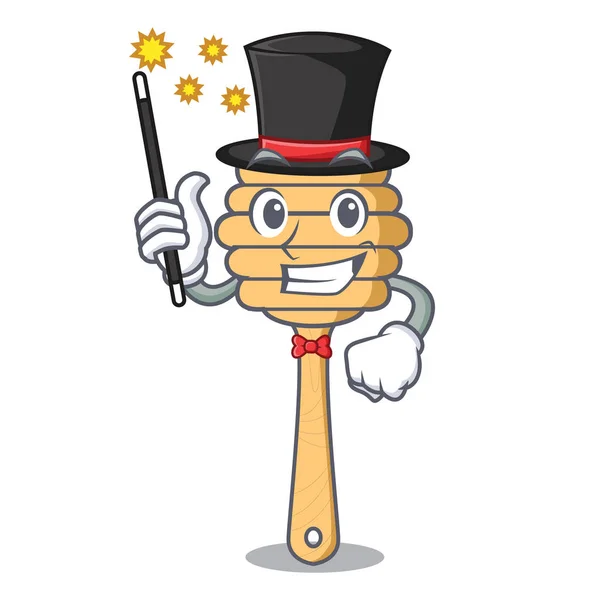 Magician Honey Spoon Mascot Cartoon Vector Illustration — Stock Vector