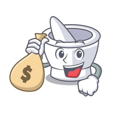 Para çantası harç karakter karikatür tarzı vektör çizim ile