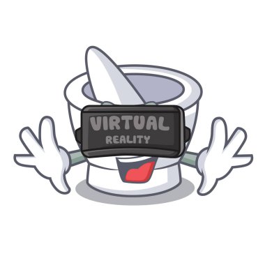 Sanal gerçeklik harç maskot karikatür tarzı vektör çizim