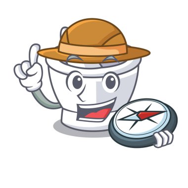 Explorer harç maskot karikatür tarzı vektör çizim