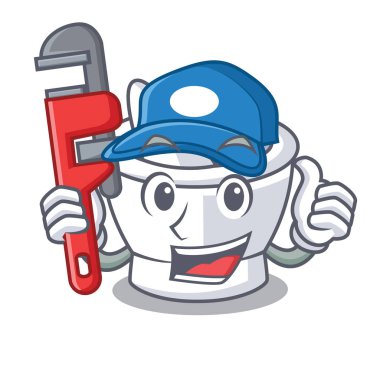 Tesisatçı harç maskot karikatür tarzı vektör çizim