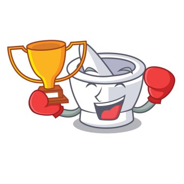 Boks şampiyonu harç maskot karikatür tarzı vektör çizim