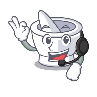 Kulaklık harç maskot karikatür tarzı vektör çizim ile