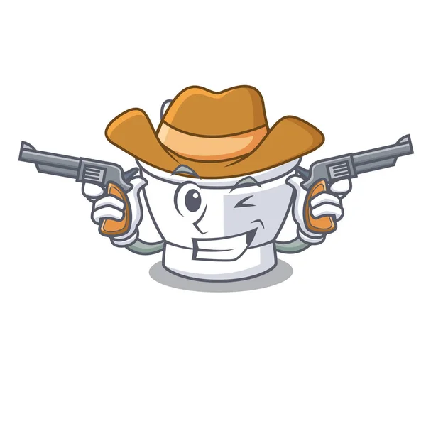 Cowboy Mortaio Personaggio Cartone Animato Stile Vettoriale Illustrazione — Vettoriale Stock