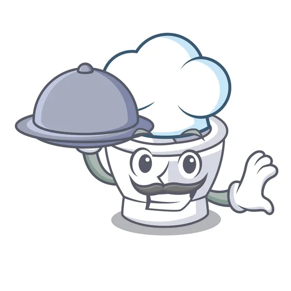 Chef Food Mortar Mascot Cartoon Style Vector Illustration — Stock Vector