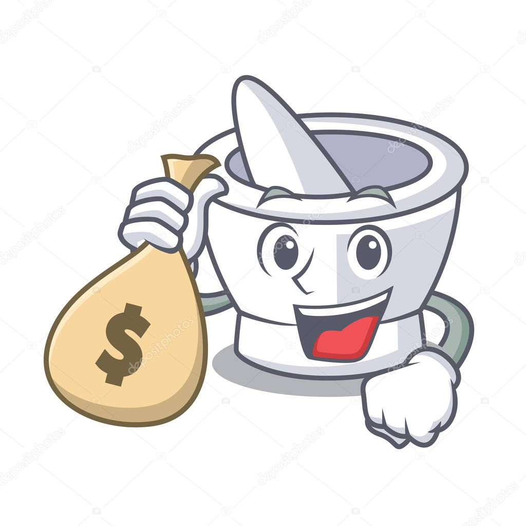 With money bag mortar character cartoon style vector illustration