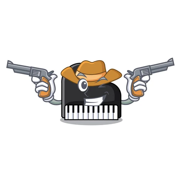 Cowboy piano personnage dessin animé style — Image vectorielle