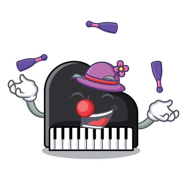 Malabarismo mascota del piano estilo de dibujos animados — Vector de stock