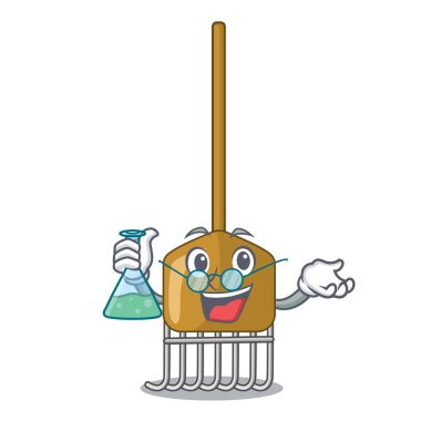 Profesör karikatür komisyon ahşap sopa ile yaprakları