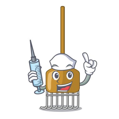 Hemşire karikatür komisyon ahşap sopa ile yaprakları