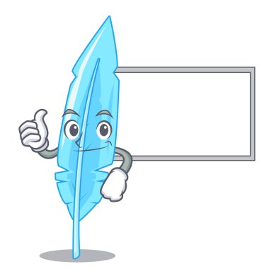 Başparmak yukarıya kurulu tüy karakter karikatür tarzı ile