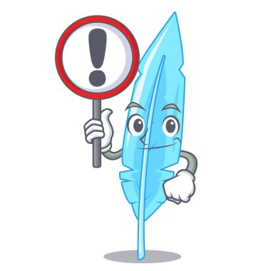 İşareti tüy karakter karikatür tarzı ile