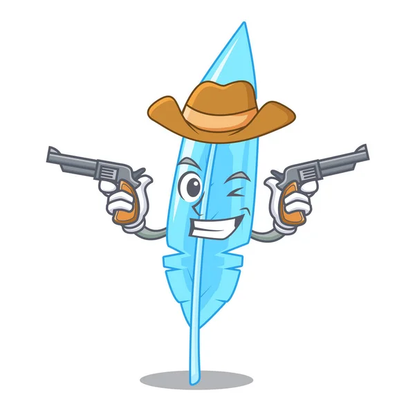 Cowboy penas personagem desenho animado estilo —  Vetores de Stock