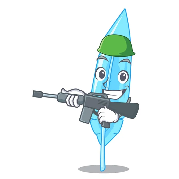 Armée plume personnage dessin animé style — Image vectorielle